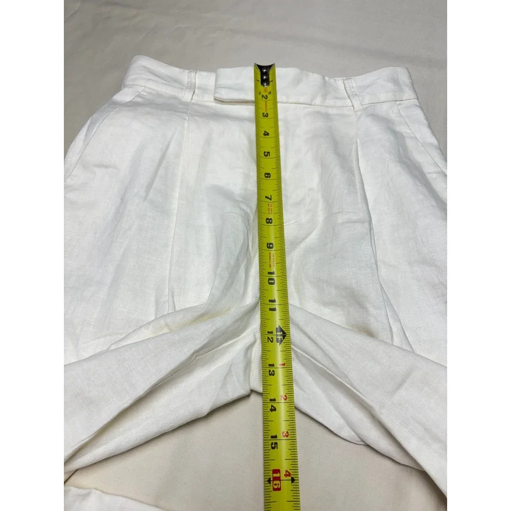 Banana‎ Republic White Linen Blend Wide Leg High Rise Pants Womens 0 W26 L30